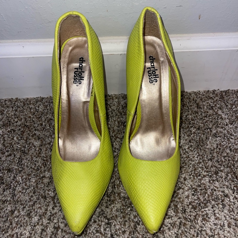 Charlotte Russe Neon Yellow Pointed Toe Pumps